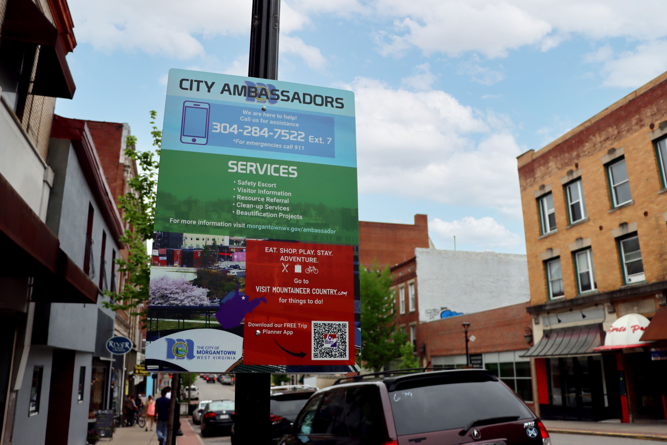 Sign with information about the city ambassadors.