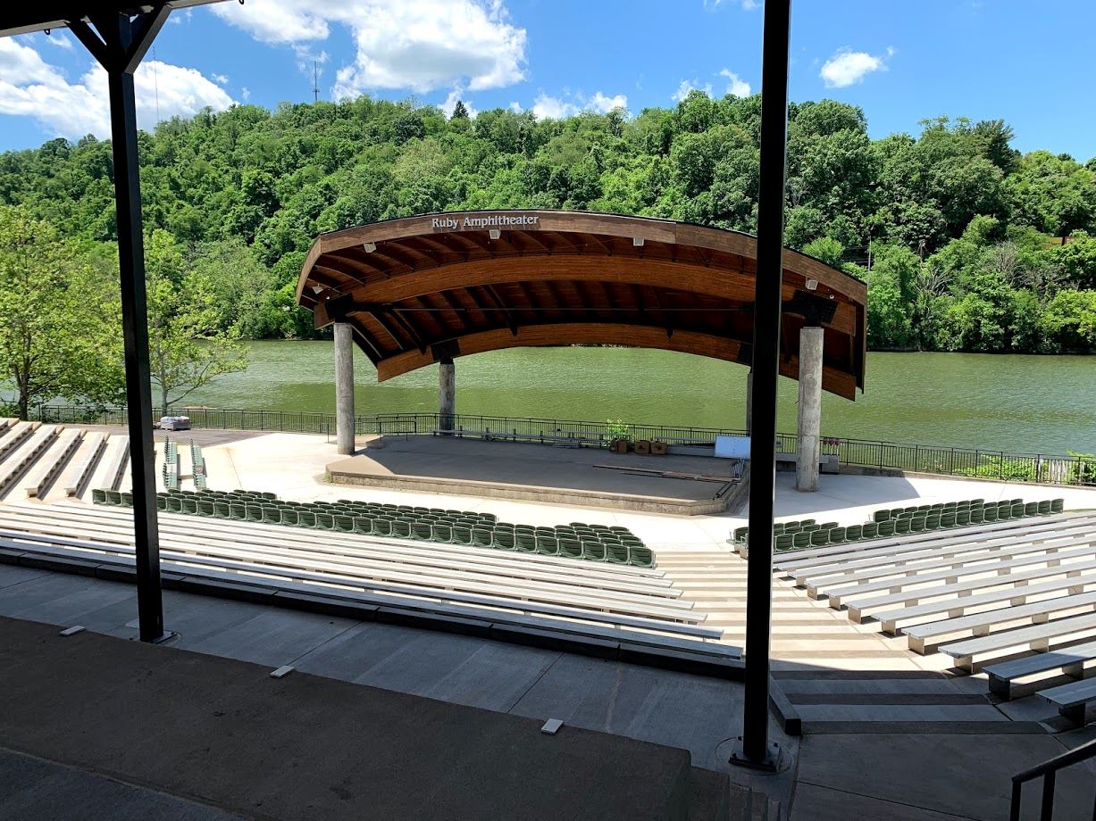 Image of completed Ruby Amphitheater and sunshade.