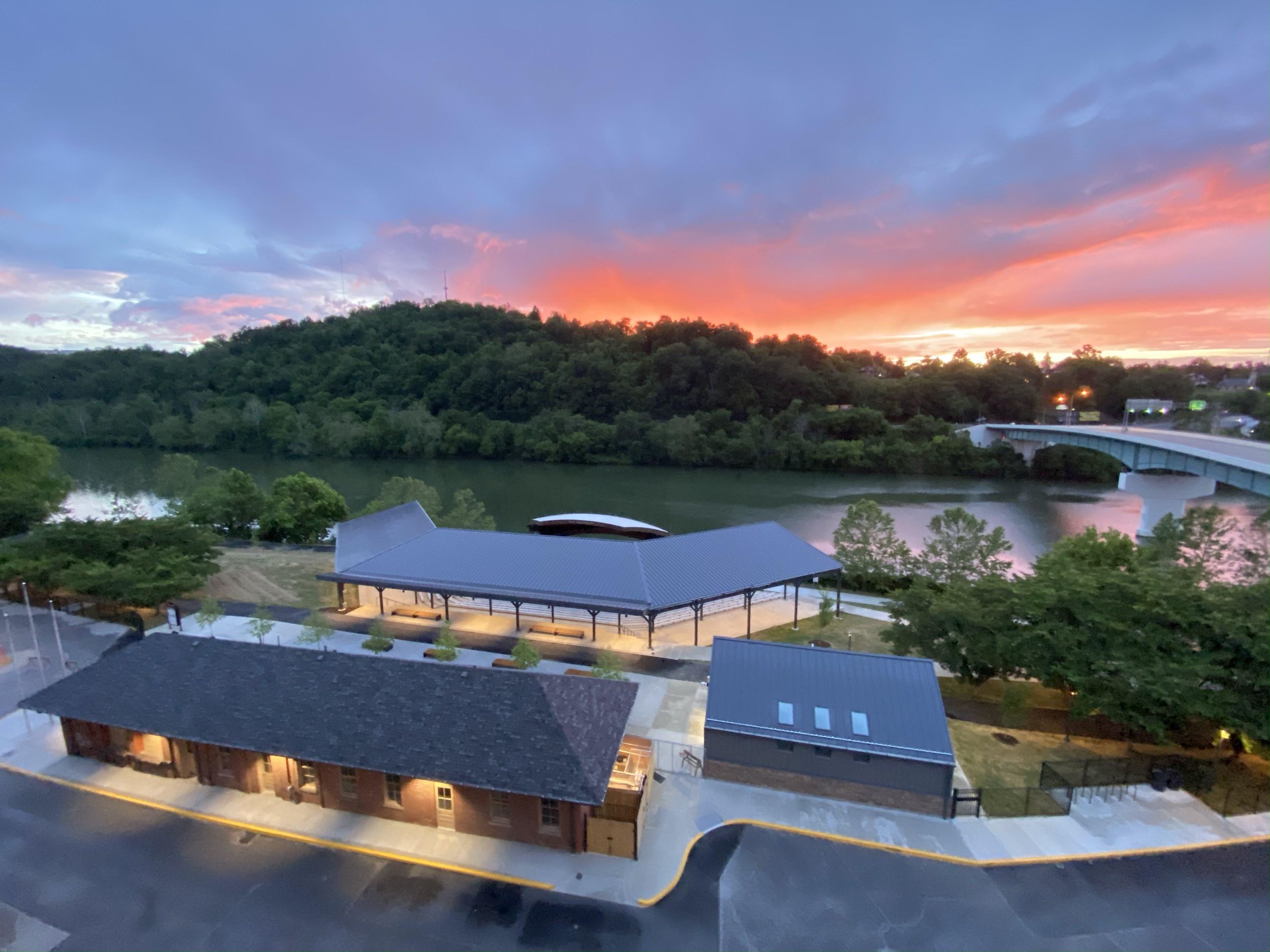 A picture of Hazel Ruby McQuain Park at sunset.