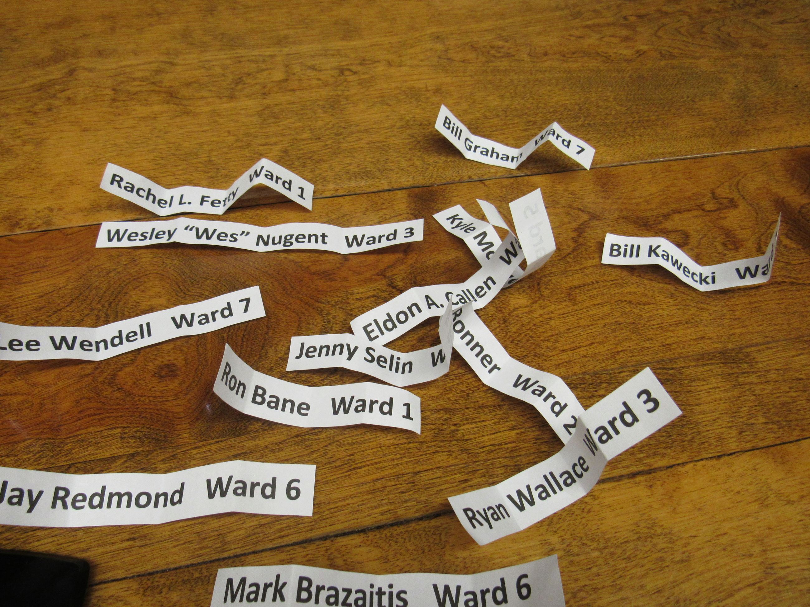 Candidate Names on Strips of Paper