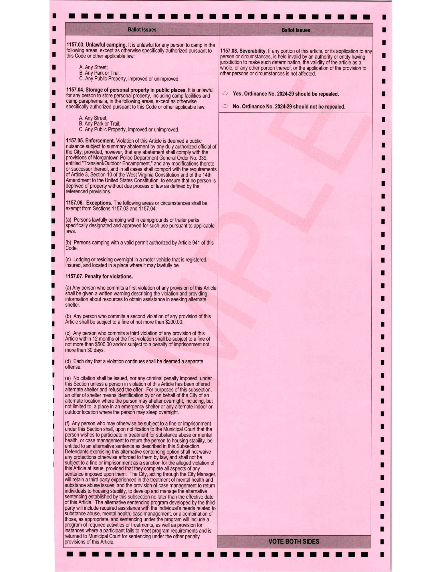 Sample Ballot Page 2, 2025